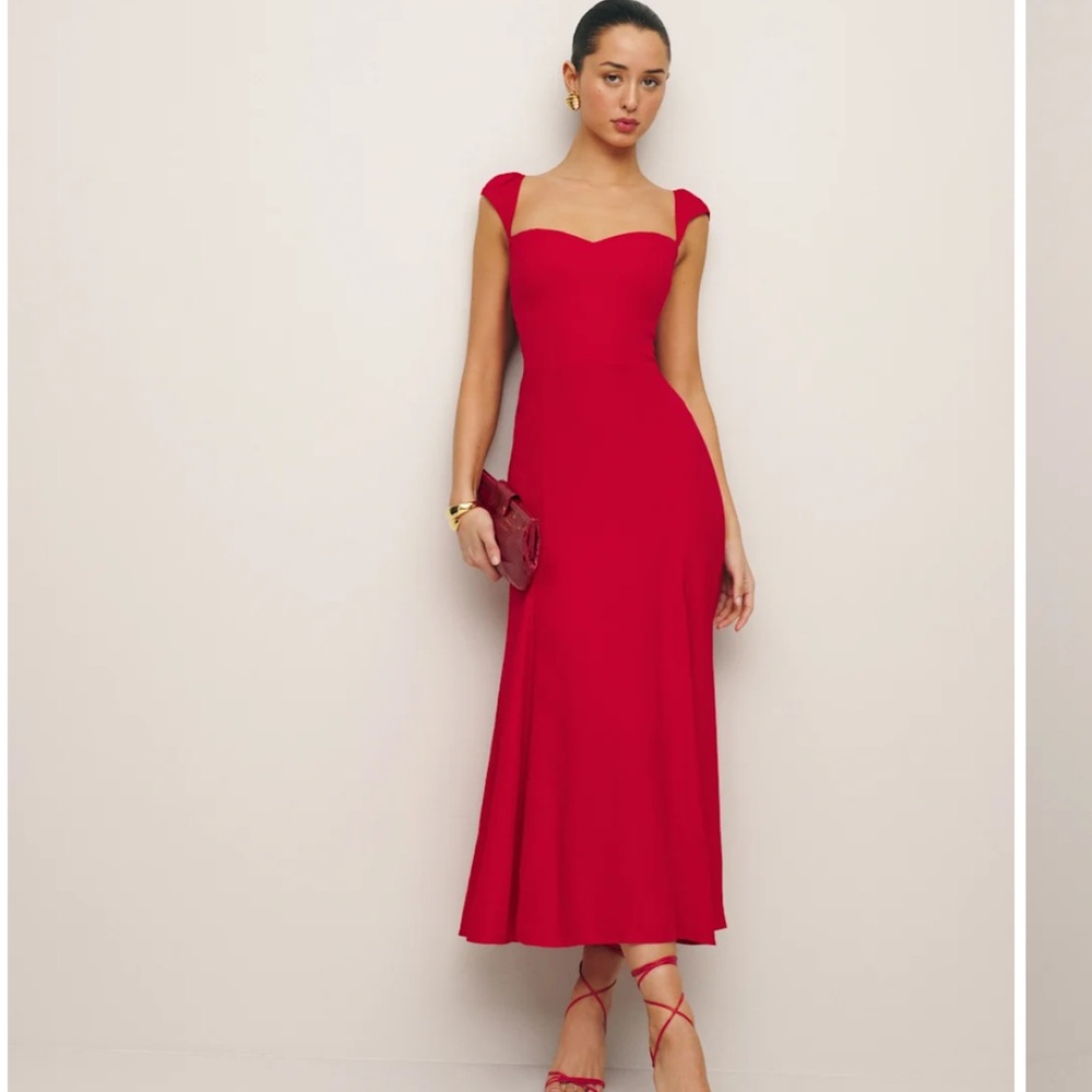 Reformation Bryson Red Midi Dress